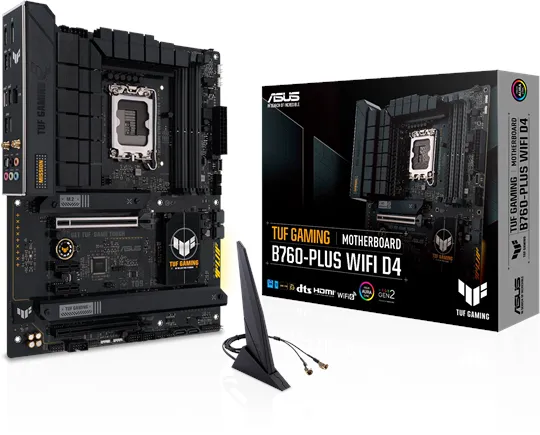 ASUS TUF GAMING B760-PLUS WIFI D4 Motherboard - Intel B760 - Intel LGA1700 - DDR4 RAM - ATX