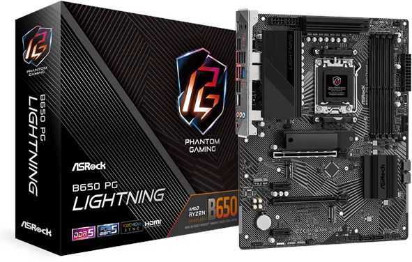 ASRock B650 PG Lightning Motherboard - AMD B650 - AMD AM5 - DDR5 RAM - ATX