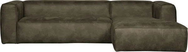 Bean, Right-hand corner sofa, army green, H73x175x305 cm, leather