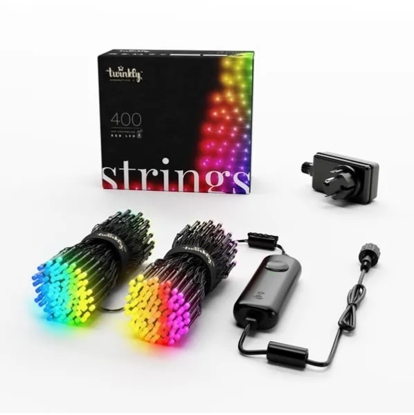Twinkly Strings - 400 RGB diodes controlled by an app. 32 metres. Black cable.