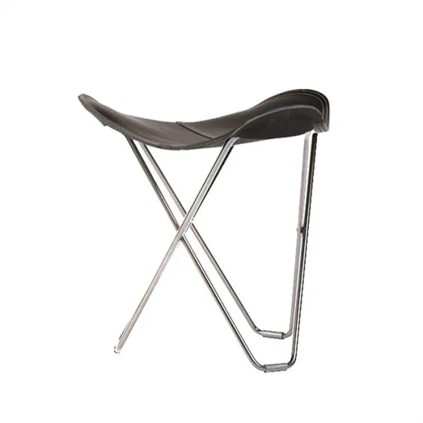 Cuero Pampa Flying Goose Stool - Chrome frame - Black