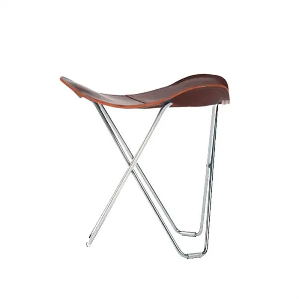 Cuero Pampa Flying Goose Stool - Chrome frame - Chocolate